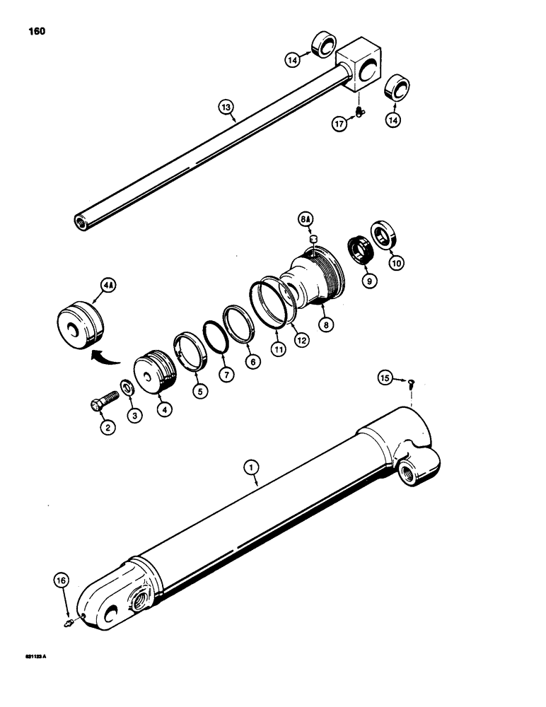 Схема запчастей Case 1835 - (160) - G103407 LOADER BUCHKET CYLINDER (08) - HYDRAULICS