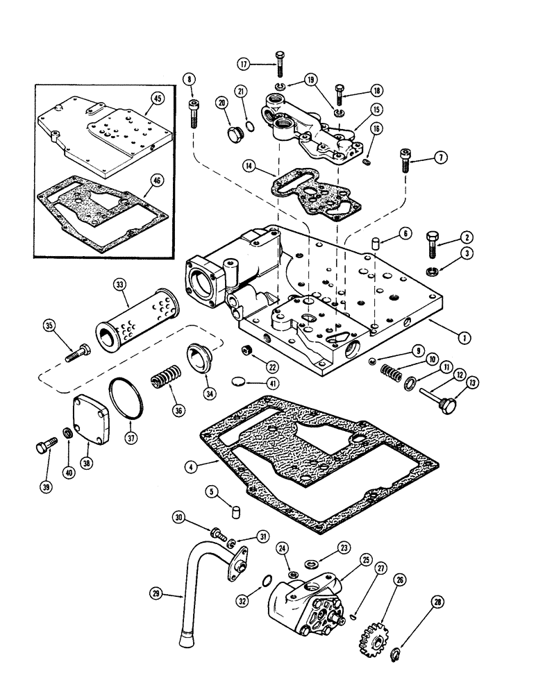 Схема запчастей Case 580 - (144) - HYDRAULIC PUMP & ADAPTER, POWER SHUTTLE (35) - HYDRAULIC SYSTEMS