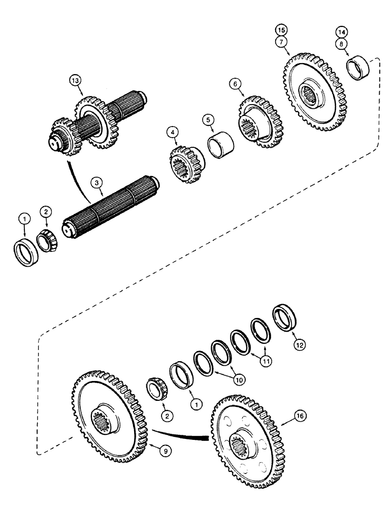 Схема запчастей Case 580SK - (6-58) - TRANSAXLE INTERMEDIATE SHAFT (06) - POWER TRAIN