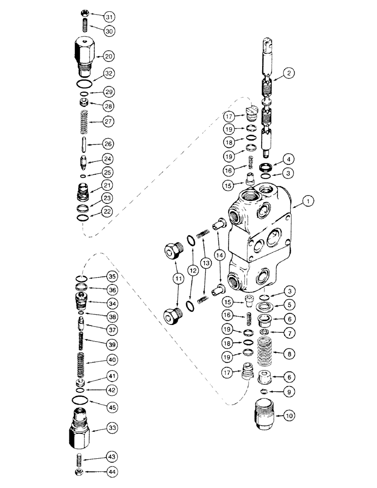 Схема запчастей Case 580SK - (8-310) - BACKHOE CONTROL VALVE, NOT FOR PRESTIGE, BOOM SECTION (08) - HYDRAULICS