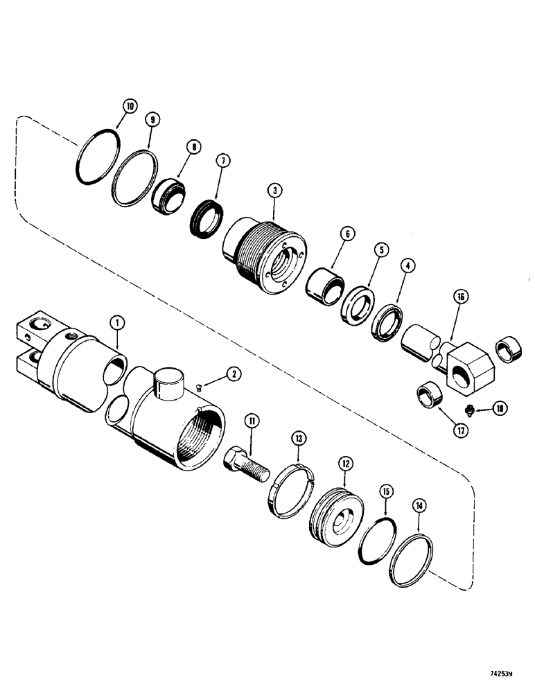 Схема запчастей Case 1700-SERIES - (245A) - G33752 BUCKET DUMP CYLINDER (35) - HYDRAULIC SYSTEMS