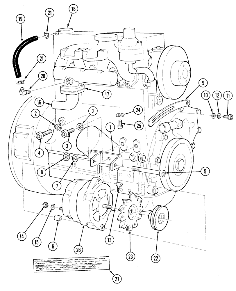 Схема запчастей Case 1835C - (2-42) - ALTERNATOR AND CRANKCASE VENTILATION, TMD-20 DIESEL ENGINE (02) - ENGINE