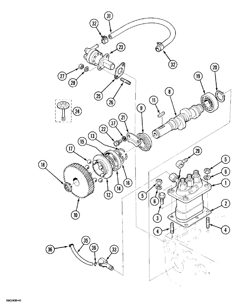 Схема запчастей Case 1825 - (3-16) - INJECTION PUMP DRIVE, DIESEL MODELS (03) - FUEL SYSTEM