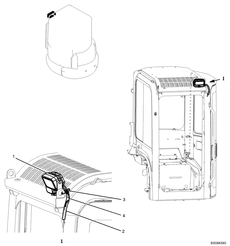 Схема запчастей Case CX27B BTW - (01-058) - LIGHT INSTAL (CAB) (PW80E00007F1) (55) - ELECTRICAL SYSTEMS