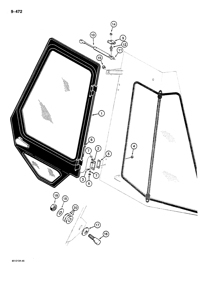 Схема запчастей Case 680K - (9-472) - CAB DOOR MOUNTING (09) - CHASSIS/ATTACHMENTS