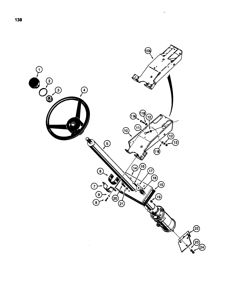 Схема запчастей Case 580D - (138) - STEERING WHEEL AND COLUMN (05) - STEERING