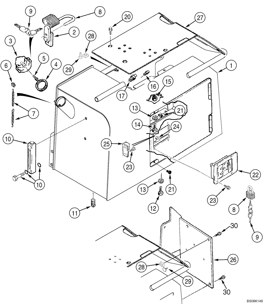 Схема запчастей Case 550H - (8-01) - RESERVOIR, HYDRAULIC - COVERS (08) - HYDRAULICS