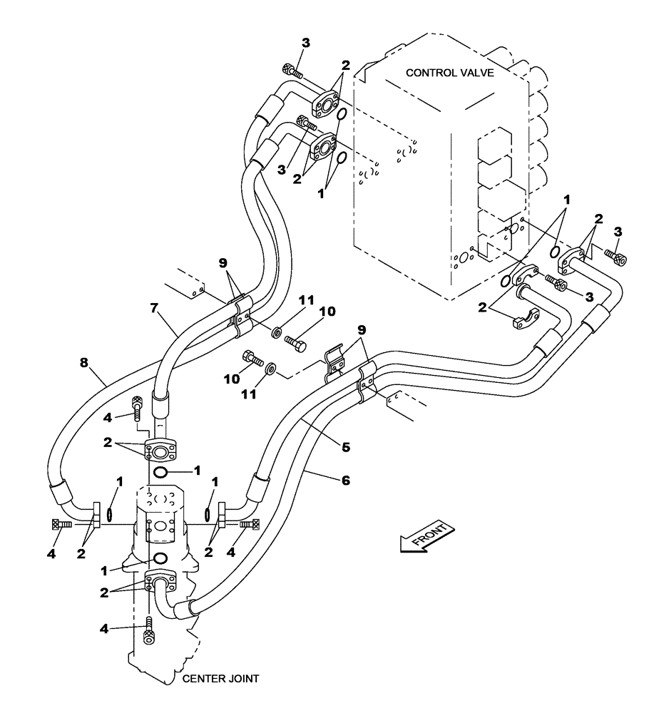 Схема запчастей Case CX470C - (08-010-00[01]) - HYDRAULIC CIRCUIT - TRACTION LINE (07) - HYDRAULIC SYSTEM