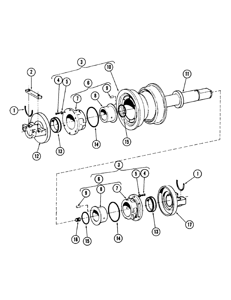 Схема запчастей Case 980 - (100) - SINGLE FLANGE TRACK ROLLER (04) - UNDERCARRIAGE