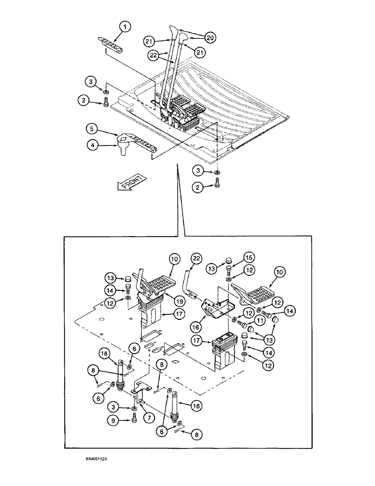 Схема запчастей Case 9040B - (9-060) - TRACK DRIVE CONTROLS, PEDALS AND LEVERS, PRIOR TO P.I.N. DAC04#2001 (09) - CHASSIS