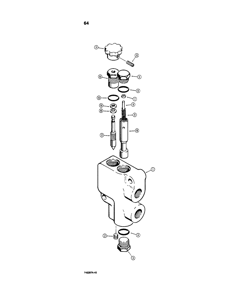 Схема запчастей Case D100 - (7-064) - D52901 FLOW CONTROL VALVE, D64103 FLOW CONTROL VALVE 