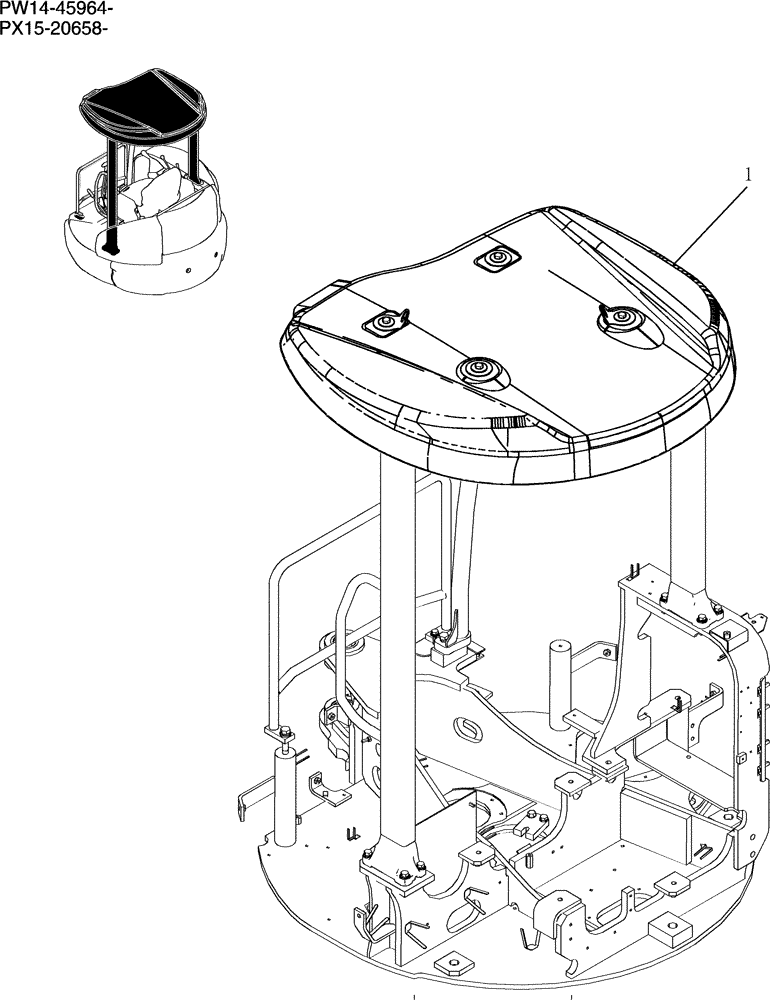 Схема запчастей Case CX31B - (202-26[1]) - CANOPY INSTAL (00) - GENERAL & PICTORIAL INDEX