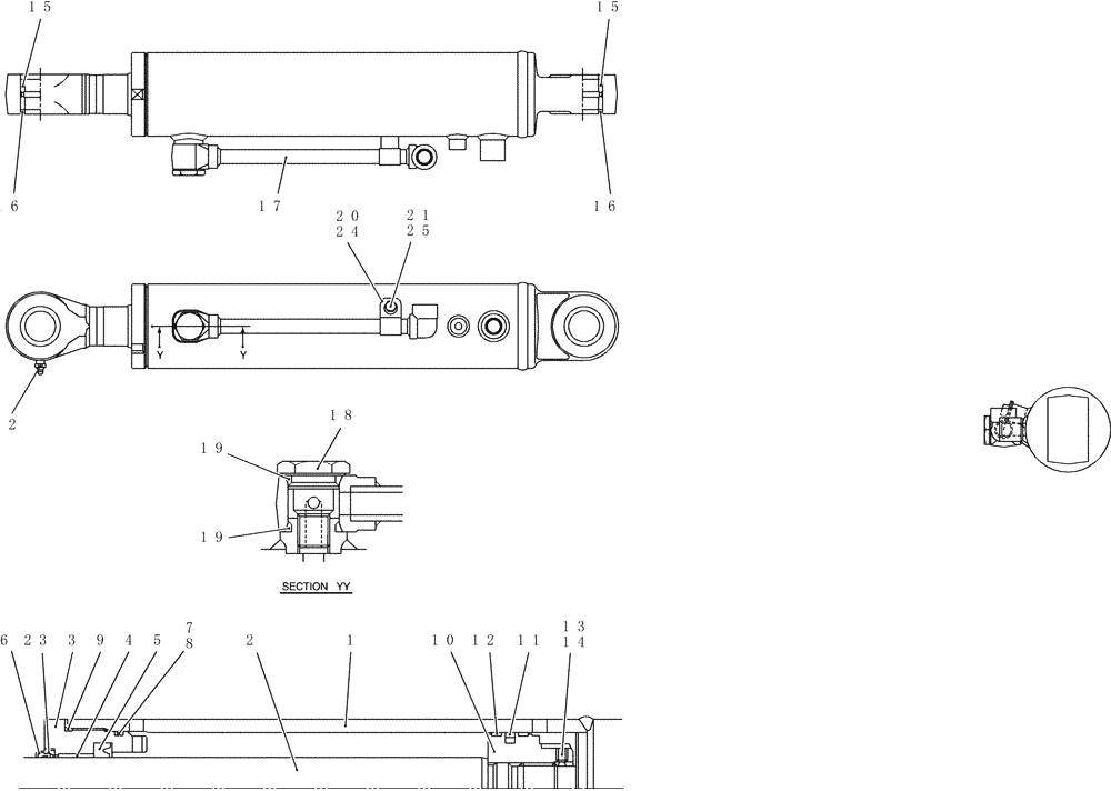 Схема запчастей Case CX31B - (HC751-72) - CYLINDER ASSY, DOZER (00) - GENERAL & PICTORIAL INDEX