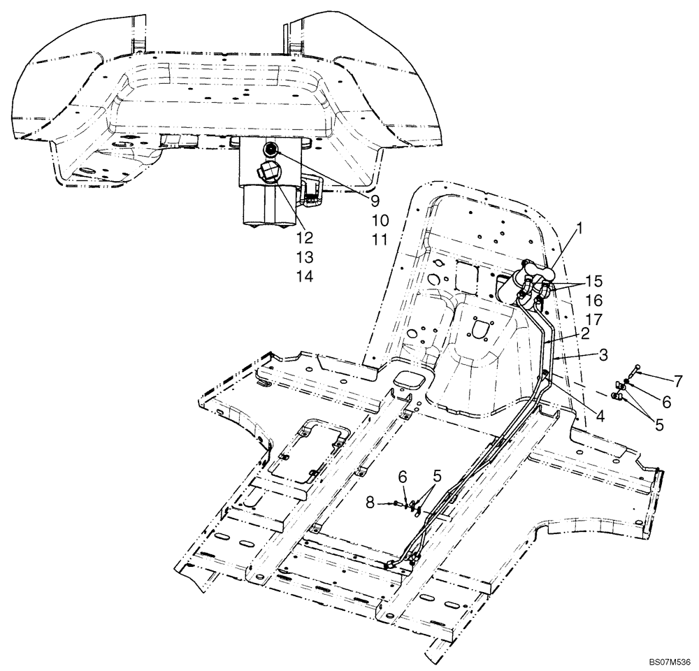 Схема запчастей Case 580M - (07-04) - HYDRAULICS - BRAKE MASTER CYLINDER (07) - BRAKES