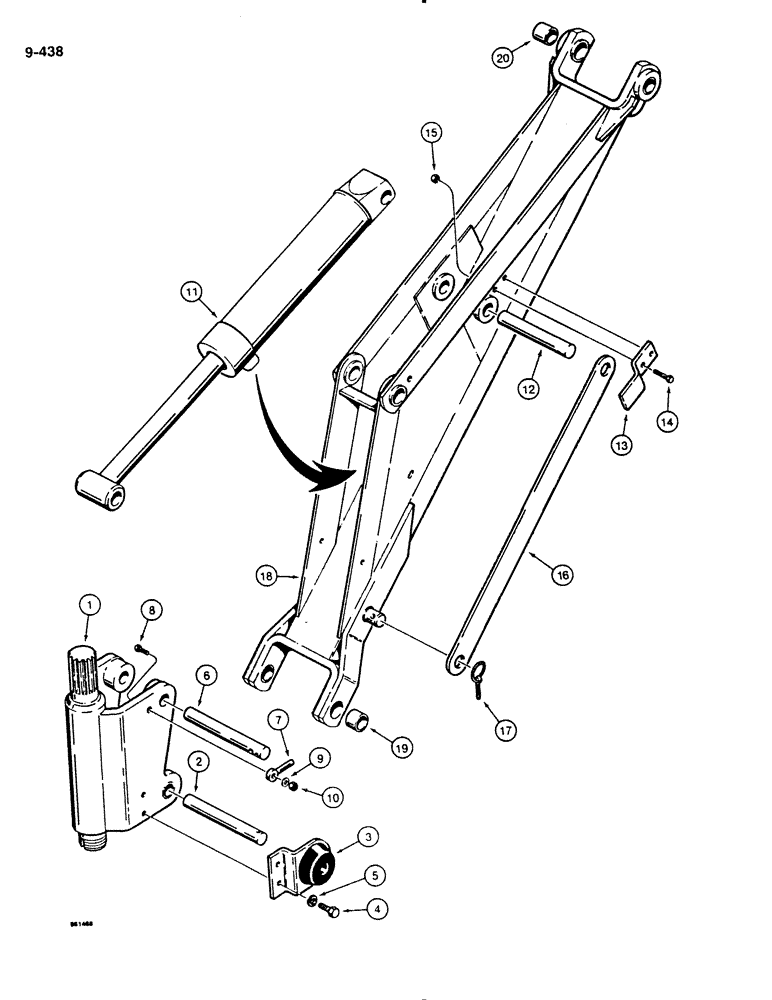 Схема запчастей Case DH4B - (9-438) - BACKHOE SWING TOWER AND BOOM - D100XR (09) - CHASSIS/ATTACHMENTS