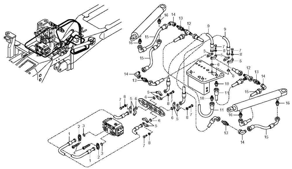 Схема запчастей Case 330 - (43A03010773[01]) - STEERING SYSTEM - HYDRAULIC CIRCUIT (09) - Implement / Hydraulics / Frame / Brakes