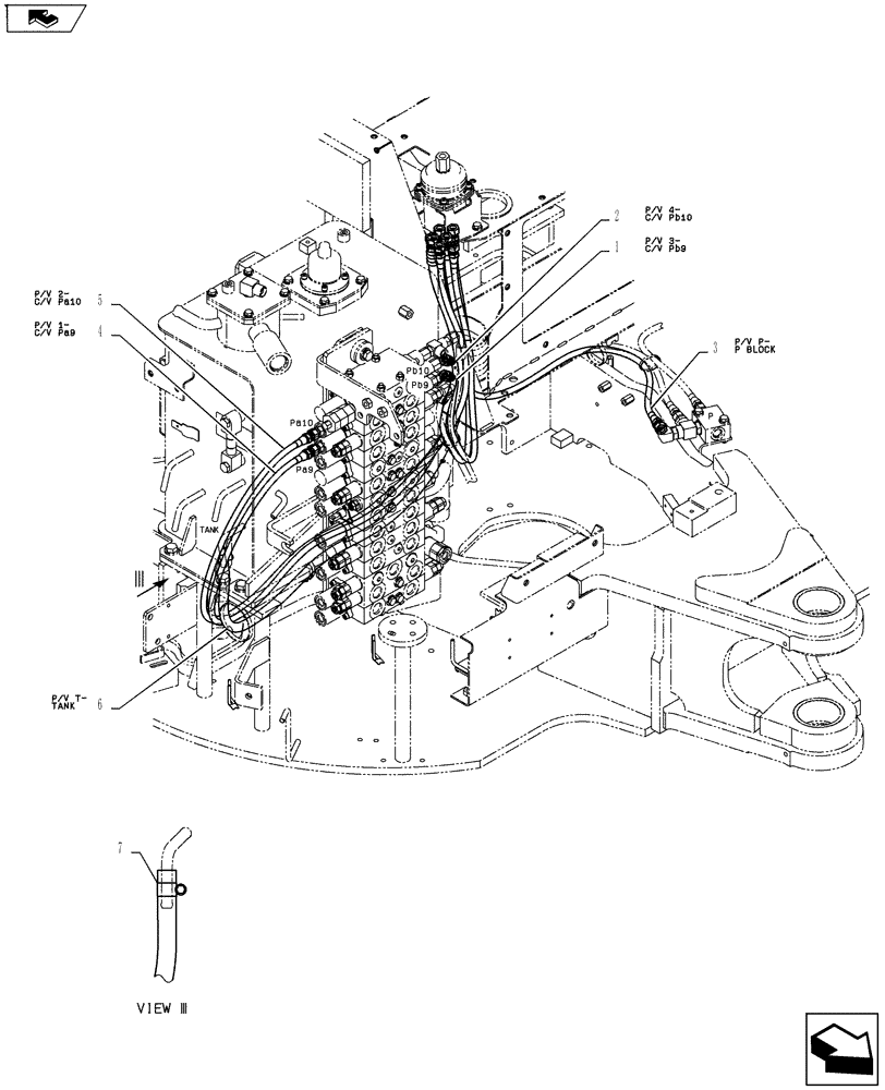 Схема запчастей Case CX55BMSR - (01-037[00]) - CONTROL LINES, REMOTE (35) - HYDRAULIC SYSTEMS