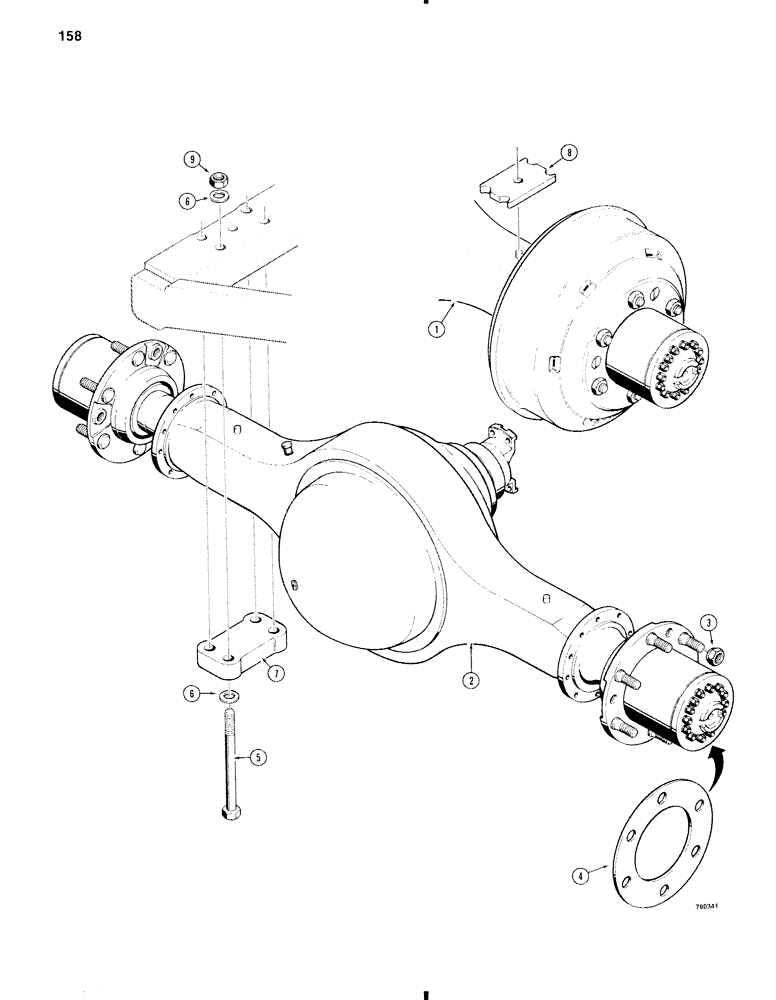 Схема запчастей Case W11 - (158) - AXLE MOUNTING (06) - POWER TRAIN