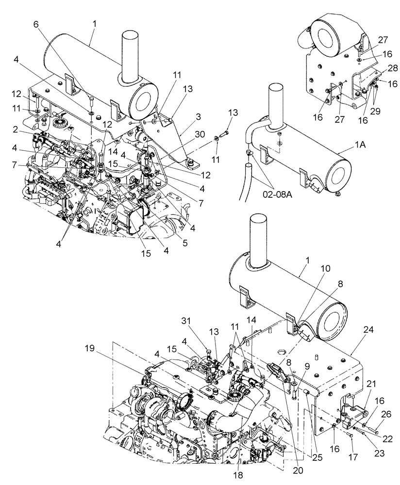 Схема запчастей Case 521E - (02-08) - MUFFLER - EXHAUST SYSTEM (02) - ENGINE