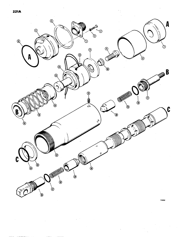 Схема запчастей Case W24B - (221A) - L70410, L71422 AND L70433 LOADER CONTROL VALVES, D63369 TILT SPOOL (08) - HYDRAULICS