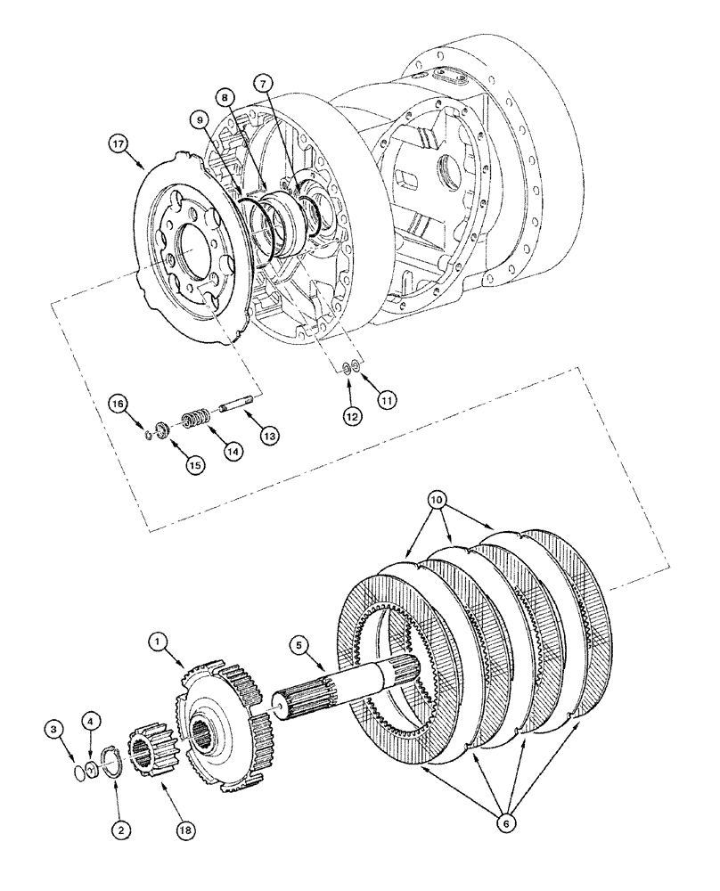 Схема запчастей Case 865 DHP - (6-052) - REAR AXLE GRAZIANO - SERVICE BRAKE ASSEMBLY (06) - POWER TRAIN