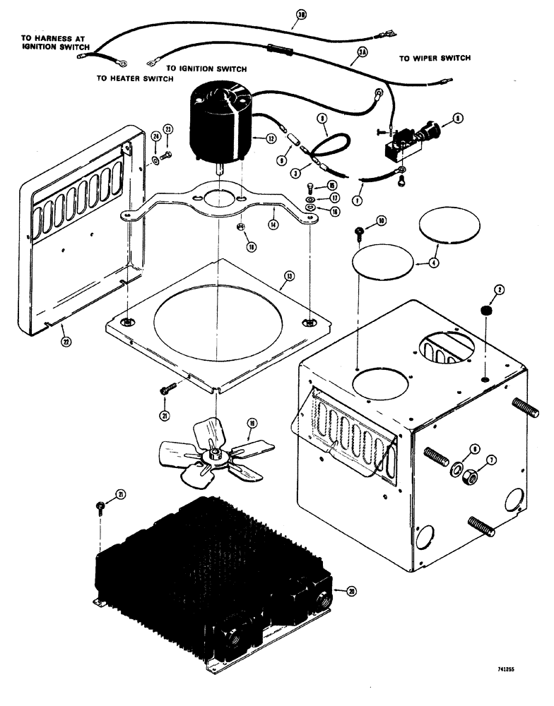 Схема запчастей Case W20 - (250) - CAB HEATER AND WIRING (09) - CHASSIS