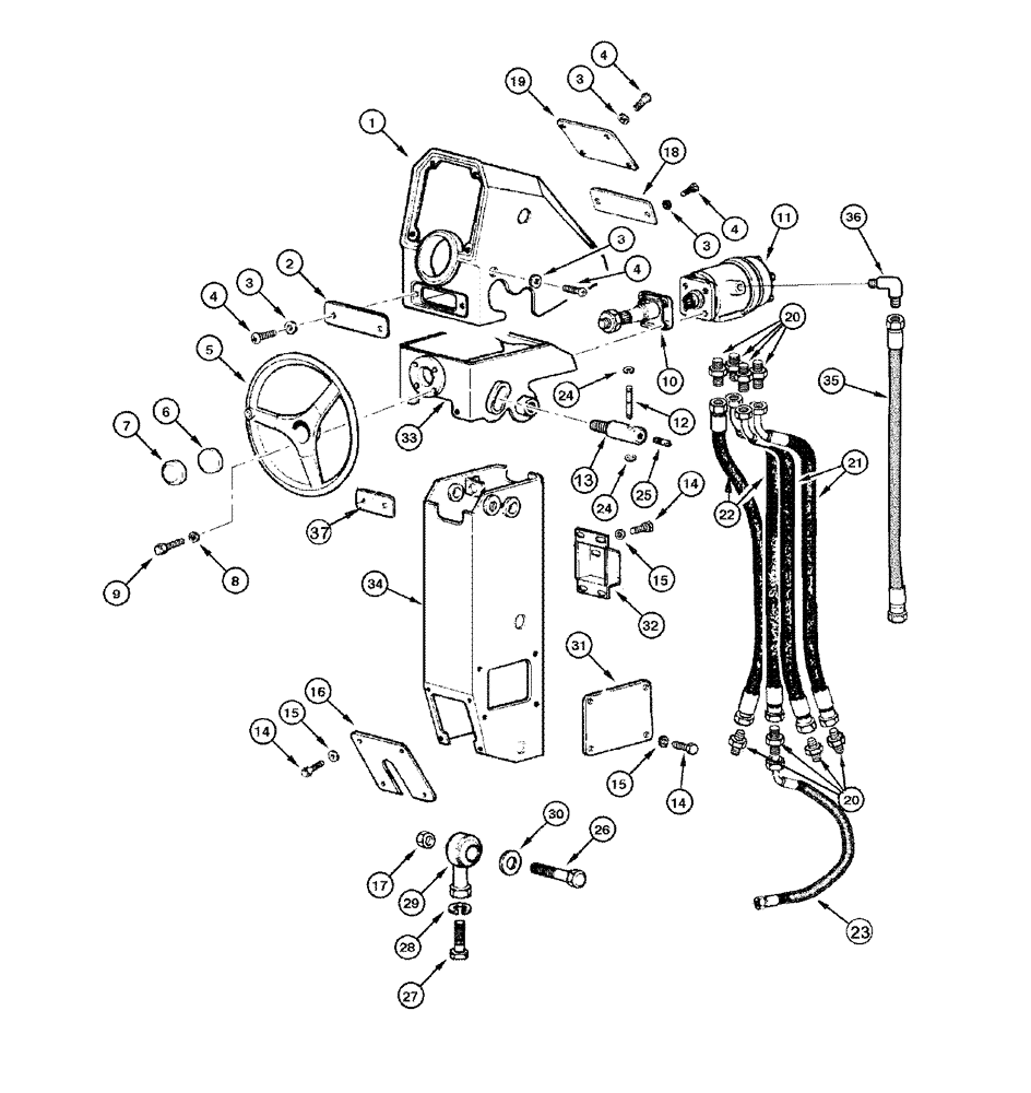 Схема запчастей Case 865 DHP - (5-002) - STEERING COLUMN ASSEMBLY (05) - STEERING