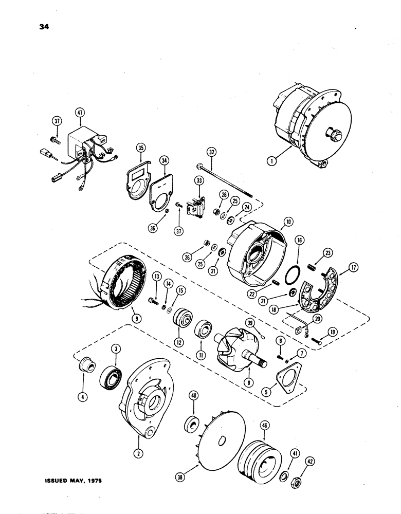 Схема запчастей Case W24B - (034) - L55767 ALTERNATOR, (504BD) DIESEL ENGINE, USED WITH INSTRUMENT CLUSTER (04) - ELECTRICAL SYSTEMS