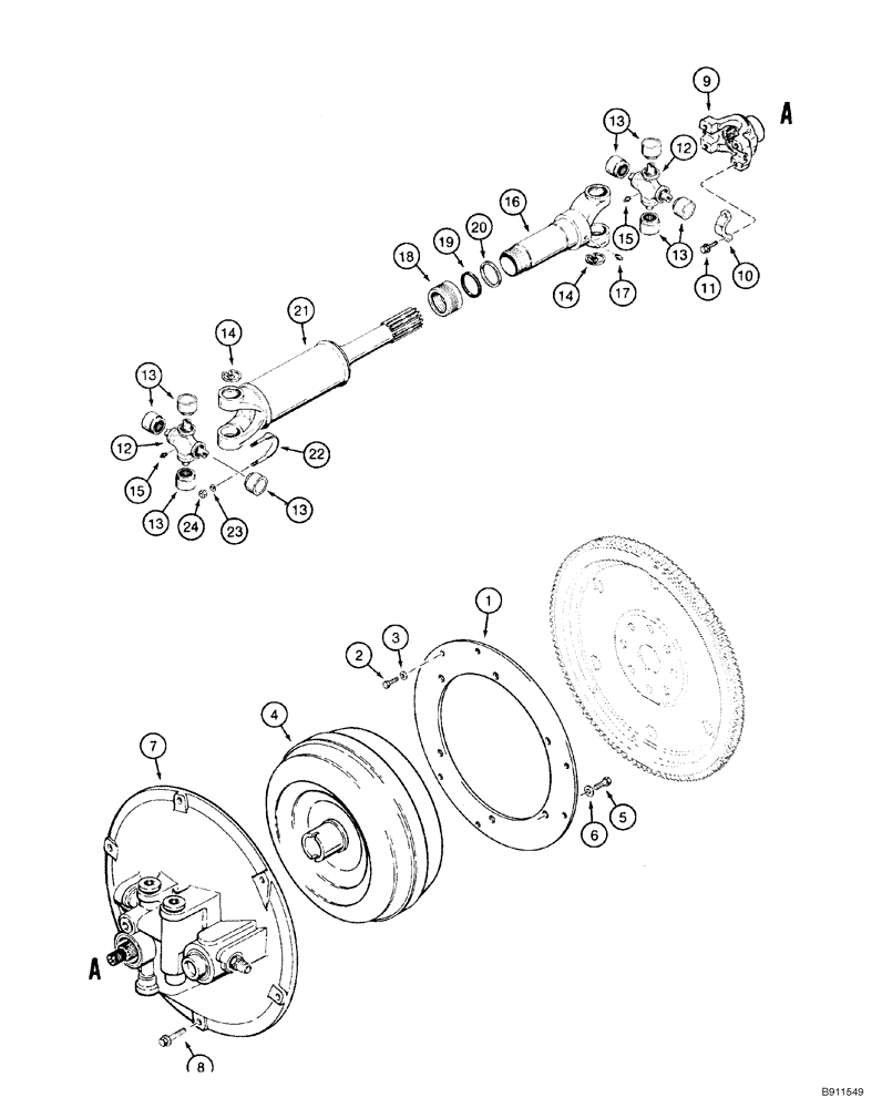 Схема запчастей Case 550H-IND - (06-01) - TORQUE CONVERTER, DRIVE SHAFT (06) - POWER TRAIN