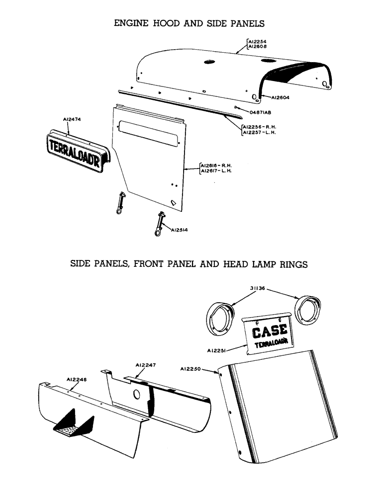 Схема запчастей Case W9 - (132) - ENGINE HOOD AND SIDE PANELS, SIDE PANELS, FRONT PANEL AND (09) - CHASSIS