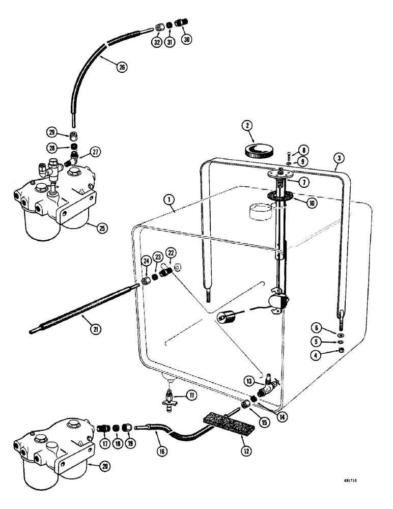 Схема запчастей Case W8B - (023A) - FUEL TANK, DIESEL ENGINE (02) - FUEL SYSTEM