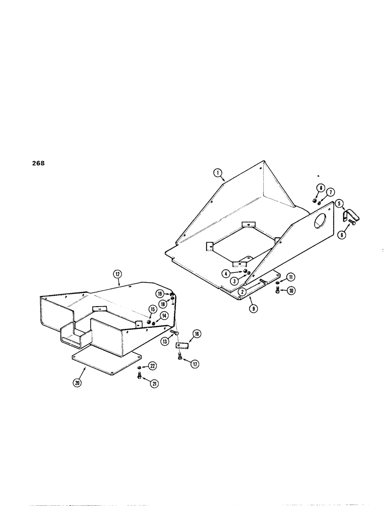 Схема запчастей Case W24B - (268) - FRONT AND REAR FRAME GUARDS, EARLY PRODUCTION (09) - CHASSIS