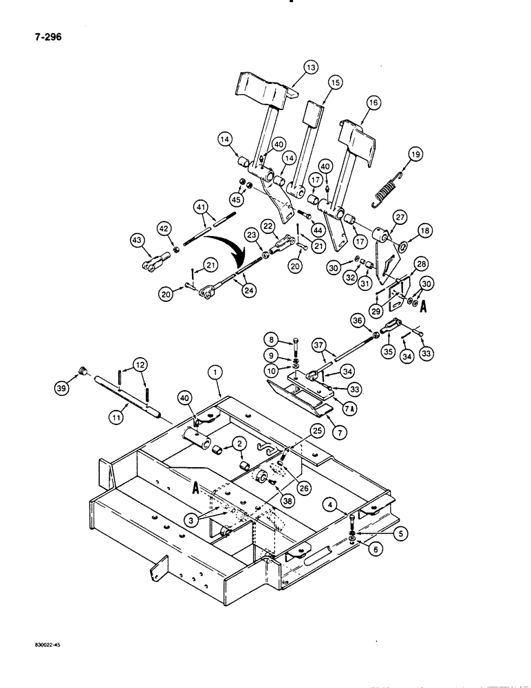 Схема запчастей Case 1455B - (7-296) - POWER BRAKES - PEDALS AND LINKAGE (07) - BRAKES