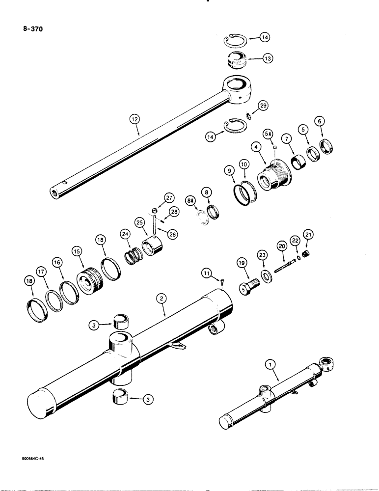 Схема запчастей Case 1455B - (8-370) - DOZER LIFT CYLINDERS, TILT DOZER MODELS (08) - HYDRAULICS