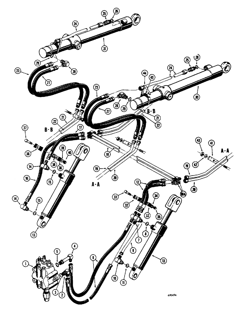 Схема запчастей Case 310G - (156) - LOADER HYDRAULICS, (HYDRA-LEVELING AND DUMP CIRCUIT) (07) - HYDRAULIC SYSTEM