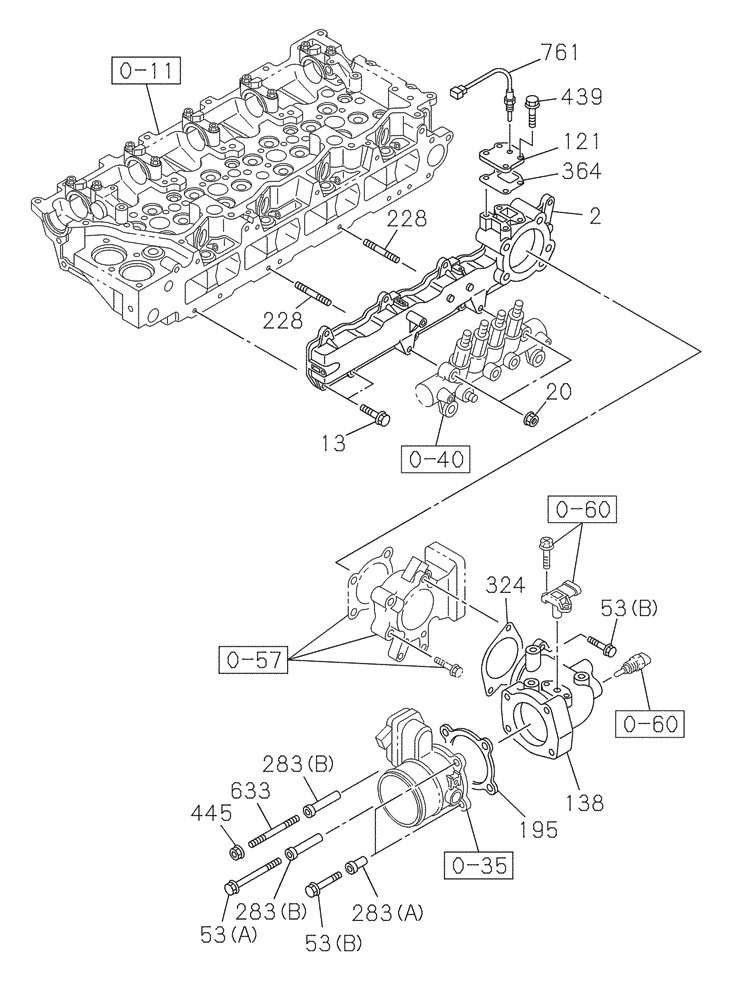 Схема запчастей Case CX210C LR - (10.254.03) - INTAKE PIPE (10) - ENGINE
