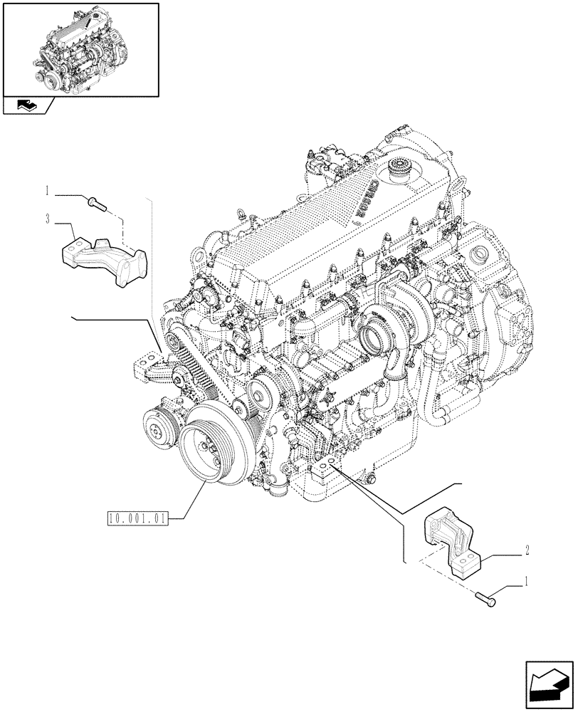 Схема запчастей Case F2CE9684U E151 - (10.012.01) - ENGINE SUSPENSION (504129590) (01) - ENGINE