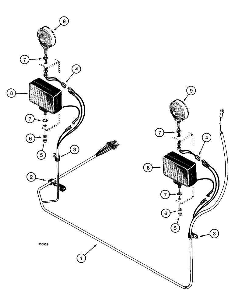 Схема запчастей Case W14 - (168) - ELECTRICAL SYSTEM, REAR LAMPS, USED ON PIN 9154965 AND AFTER (04) - ELECTRICAL SYSTEMS