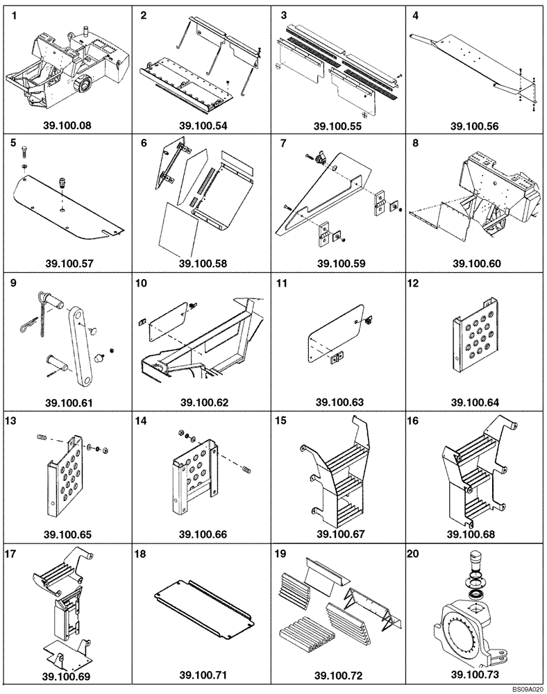 Схема запчастей Case SV212 - (39.000.01) - FRAME COMPONENTS - SECTION PICTORIAL 1/2 (39) - FRAMES AND BALLASTING