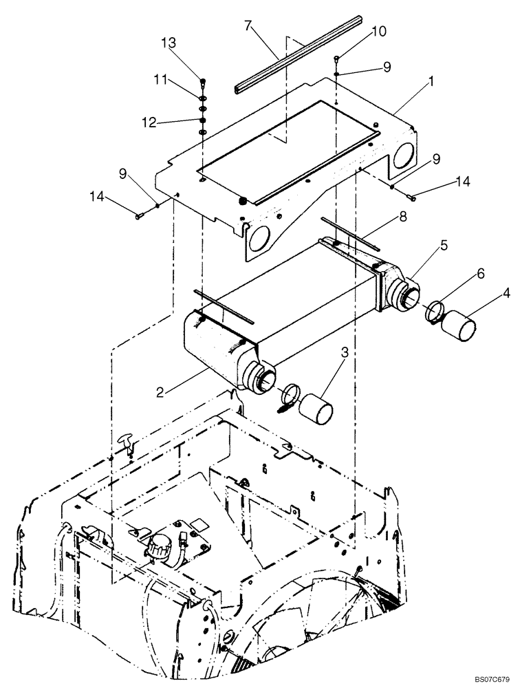 Схема запчастей Case 621E - (02-03) - COOLER, CHARGE AIR (02) - ENGINE