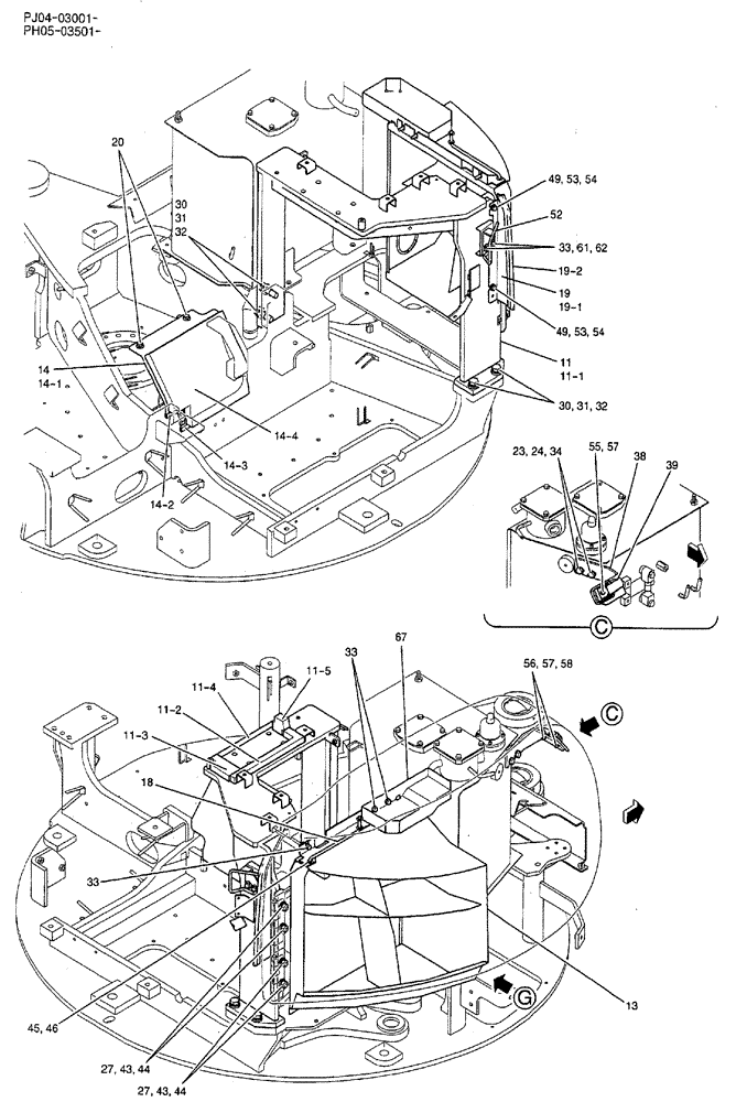 Схема запчастей Case CX50B - (06-016) - GUARD INSTAL, CAB (COOLER) P/N PH21C01484F1 OPTIONAL PARTS