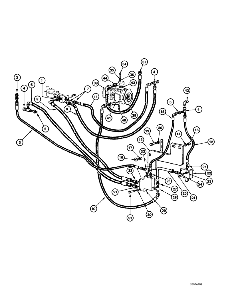 Схема запчастей Case 885 - (05.02[00]) - BRAKE AND STEERING - HYDRAULIC CIRCUIT (05) - STEERING