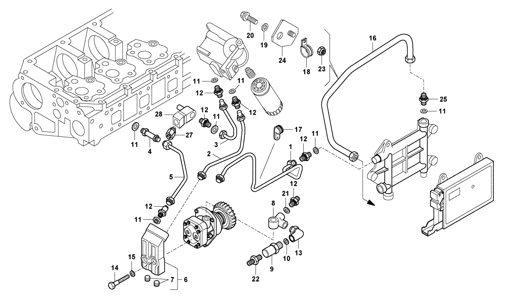 Схема запчастей Case 327B - (01A13020160[001]) - FUEL SYSTEM (87520611) (01) - ENGINE