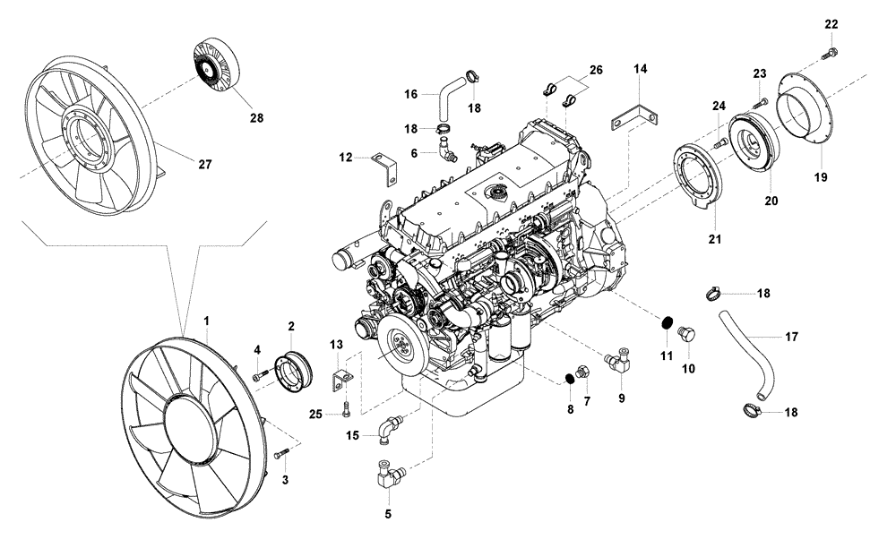 Схема запчастей Case 327B - (02A00000619[001]) - ENGINE FAN ASSY (87535978) (01) - ENGINE