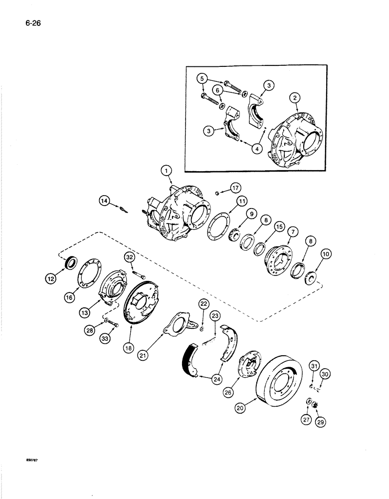 Схема запчастей Case 1086B - (6-026) - REAR DRIVE AXLE, DIFFERENTIAL WITHOUT NO-SPIN (06) - POWER TRAIN