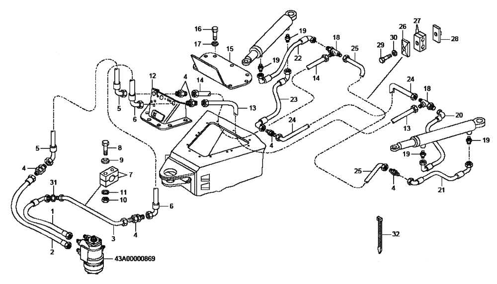 Схема запчастей Case 335B - (43A03010871[001]) - HYDRAULIC CIRCUIT, STEERING CYLINDERS (87602163) (09) - Implement / Hydraulics / Frame / Brakes