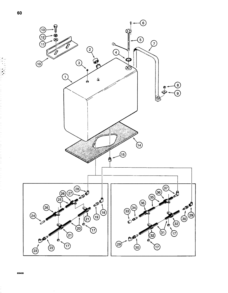 Схема запчастей Case 1280 - (060) - FUEL TANK AND LINES (02) - FUEL SYSTEM