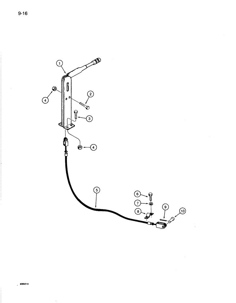 Схема запчастей Case 1086B - (9-016) - SWING BRAKE LEVER AND CABLE (09) - CHASSIS