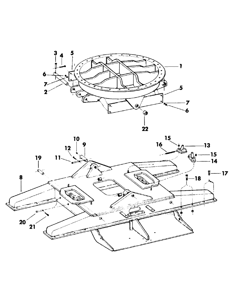 Схема запчастей Case 50 - (006) - TURNTABLE LEVELER WITH PINS AND HARDWARE (39) - FRAMES AND BALLASTING