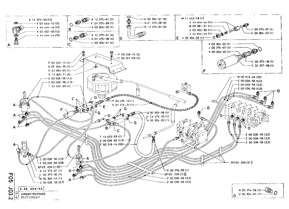 Схема запчастей Case 75C - (F05 J03.2) - PILOT CIRCUIT (07) - HYDRAULIC SYSTEM